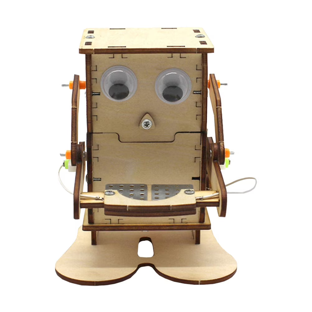 Wooden Piggy Bank Coin Eating Robot Toy G8637
