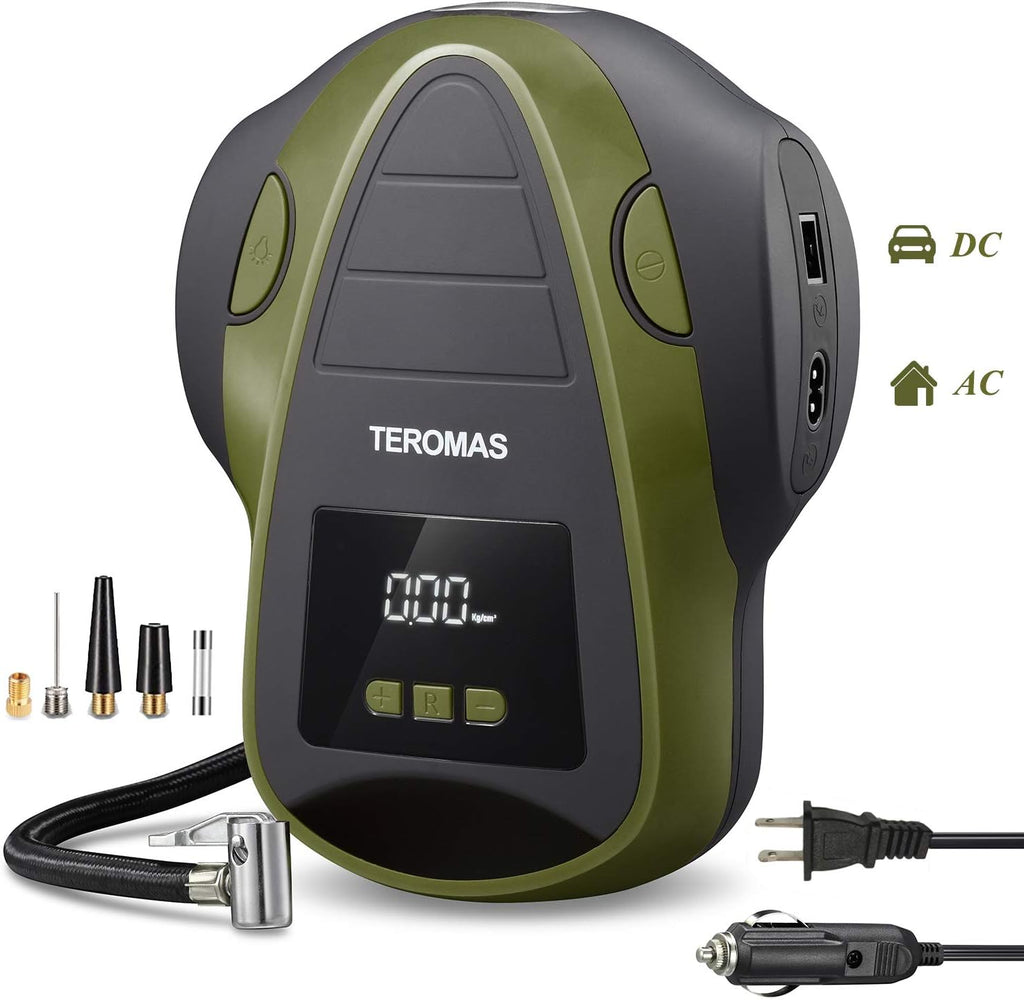 Tire Inflator Air Compressor, Portable DC/AC Air Pump with Pressure Gauge I260