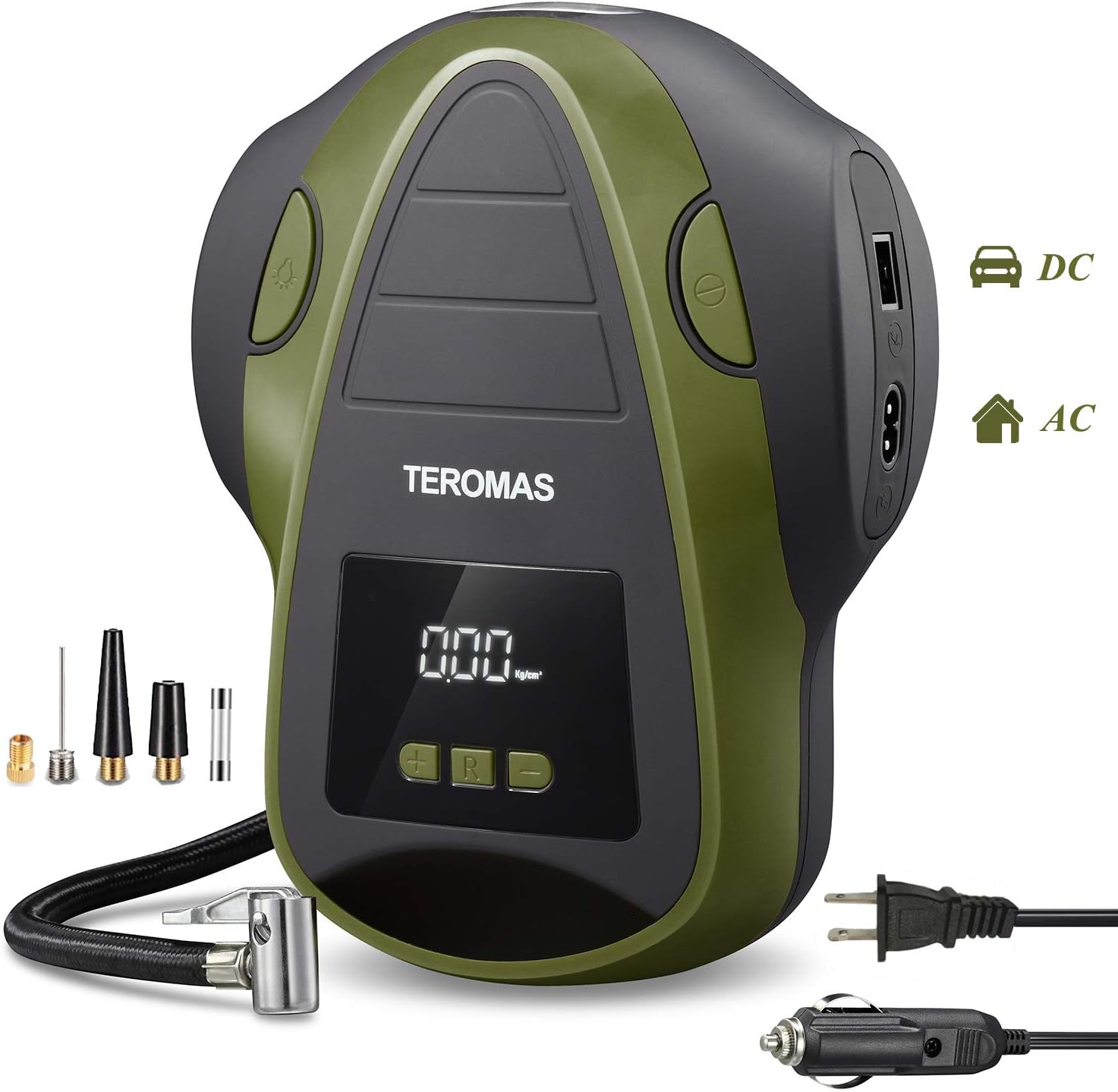 Tire Inflator Air Compressor, Portable DC/AC Air Pump with Pressure Gauge I260