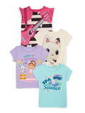 Toddler Girl Graphic Print Fashion T-Shirts, 4-Pack, Sizes 2T-5T C18386