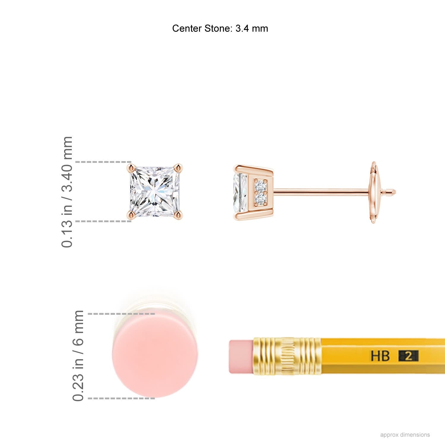 14K Rose Gold Diamond Solitaire Stud Earrings P537