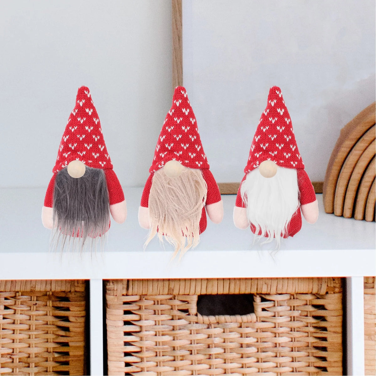 4 Sets Gnome Doll DIY Making Supplies with Faux Fur Fabric and Wooden Balls X350573