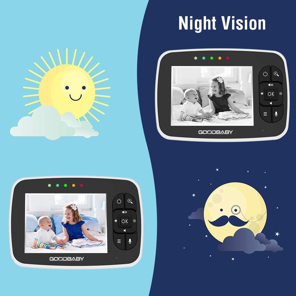 Baby Monitor with Remote Pan-Tilt-Zoom Camera, 3.5” Screen, Night Vision, Talk Back M12167