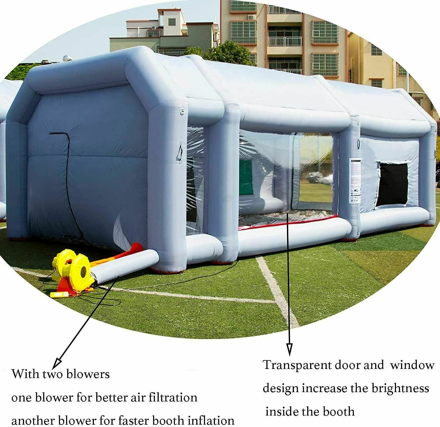 Inflatable Paint Booth 28x15x10Ft with 2 Blowers Q458