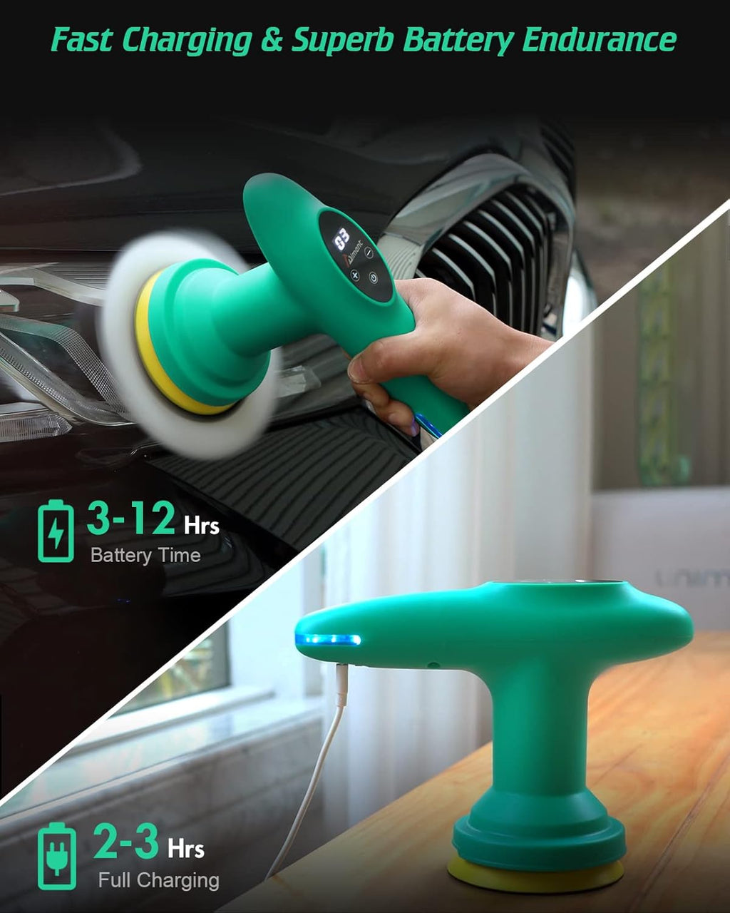 Cordless 4 inch Car Polisher with Touchscreen, 6 Speeds, Paste Wax & Pads, Pack of 2 O1773