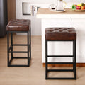 Dark Brown Leather Counter Stools Set of 2 U38435