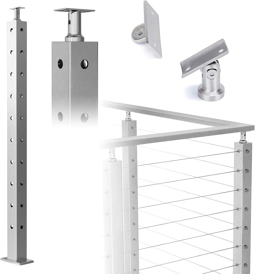 Stainless Steel Square Cable Railing Post O68815