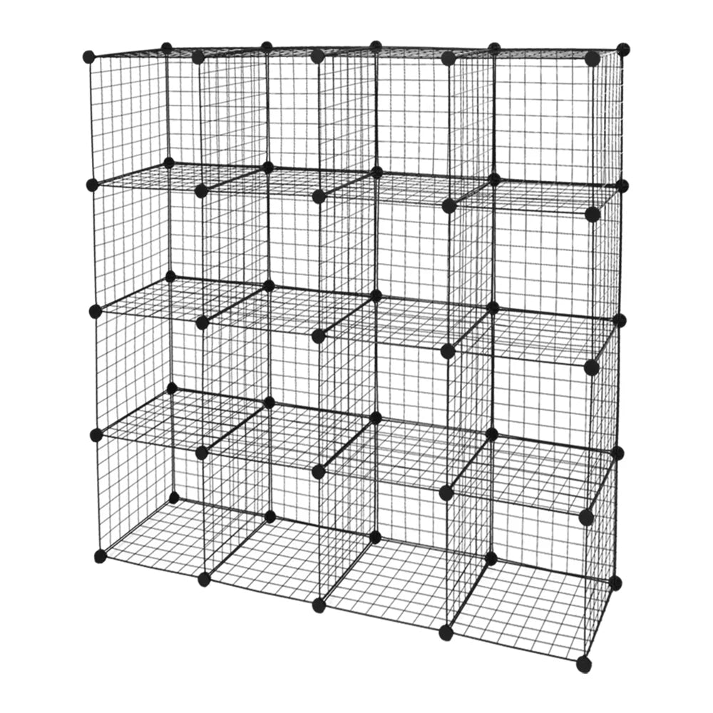 16-Cube Metal Wire Cube Storage Shelves Organizer Bookcase D9733