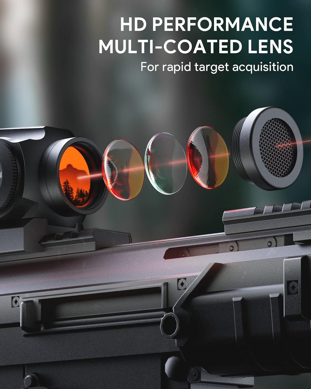 Red Dot Sight, 1x21mm 2 MOA Red Dot Scope with Absolute Co-Witness Riser V74574