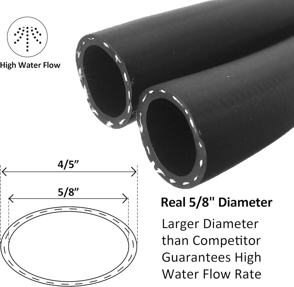 Hybrid Garden Hose 5/8" x 100ft, Heavy Duty, Flexible, Lightweight Water Hose with Grip Handle, Male to Female Fittings Pack of 2 U124728