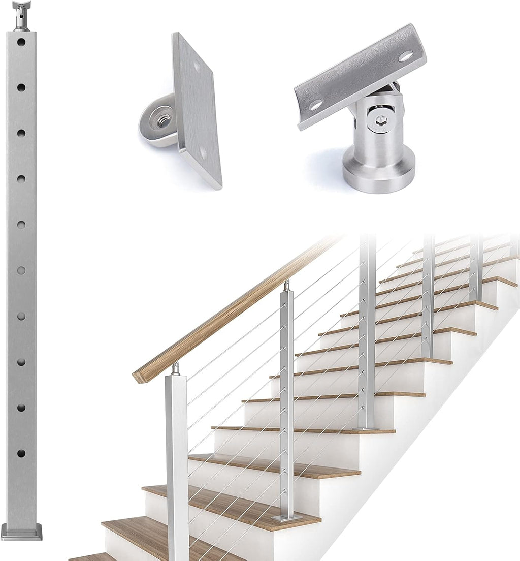 Stainless Steel Square Cable Railing Post O68815