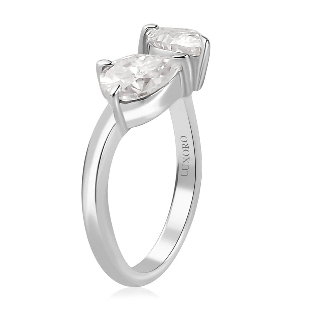 Moissanite Pear 10K White Gold Bypass Openable Tear Drop Ring Size 8 Ct 1.15 D850