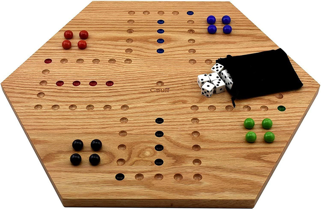 Solid Oak Double Sided Marble Board Game 16 inch O979883