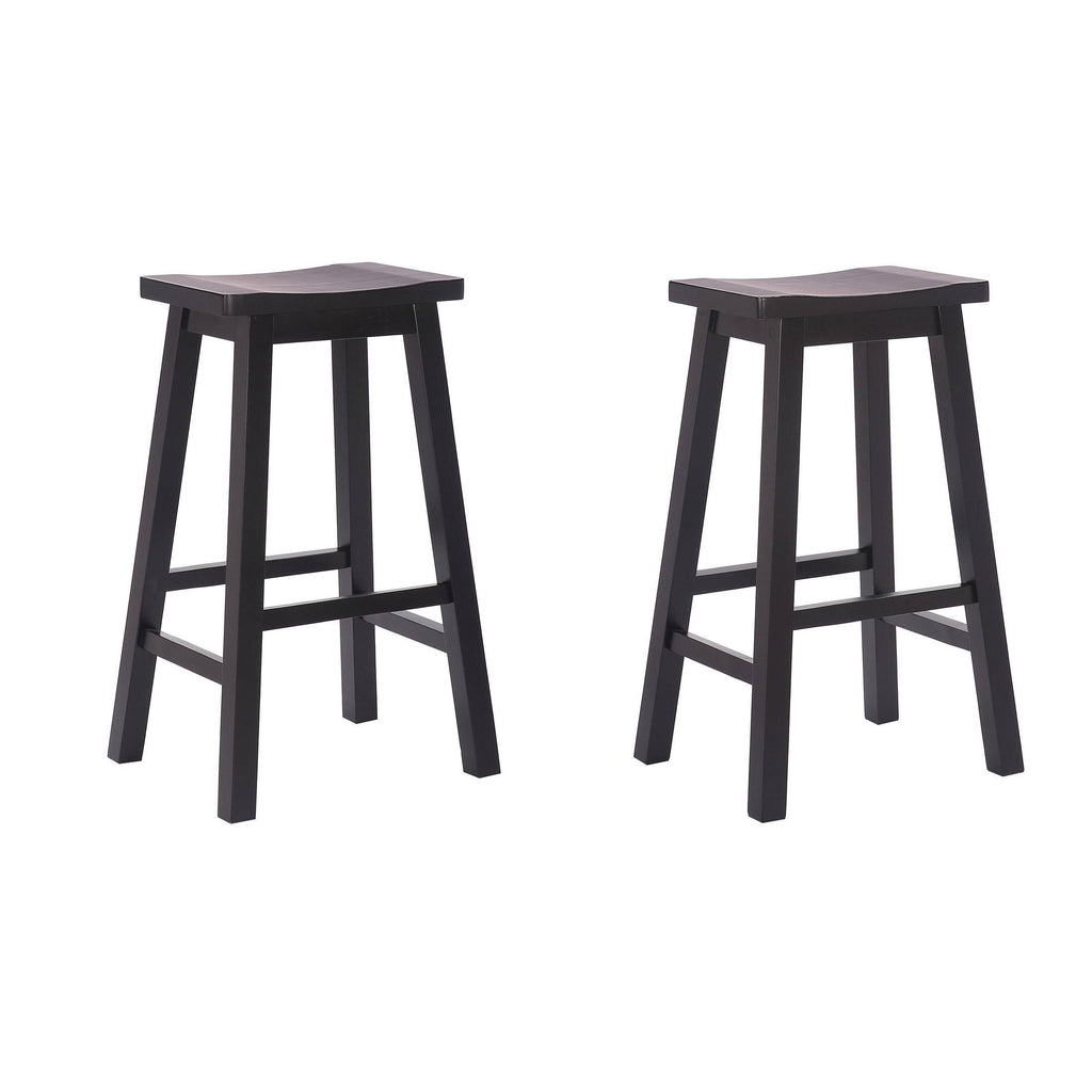 Solid Wood Saddle Bar Stool, Set of 2 - Open Gray W82495