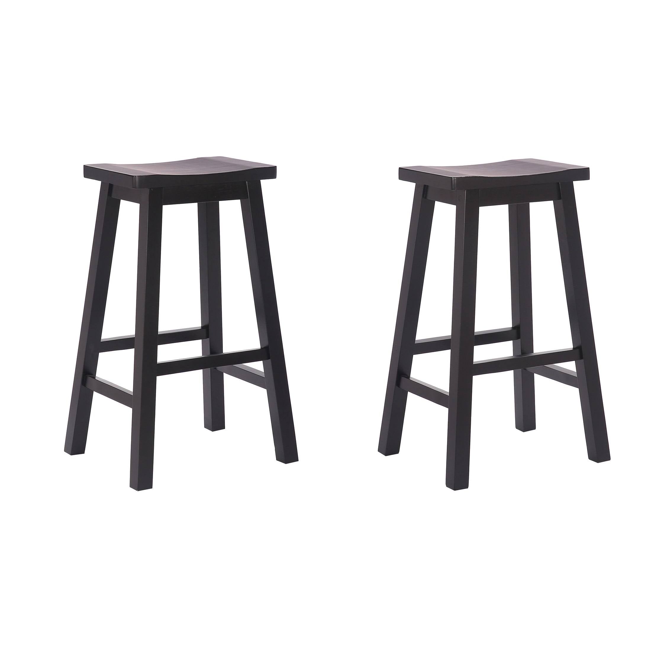 Solid Wood Saddle Bar Stool, Set of 2 - Open Gray W82495
