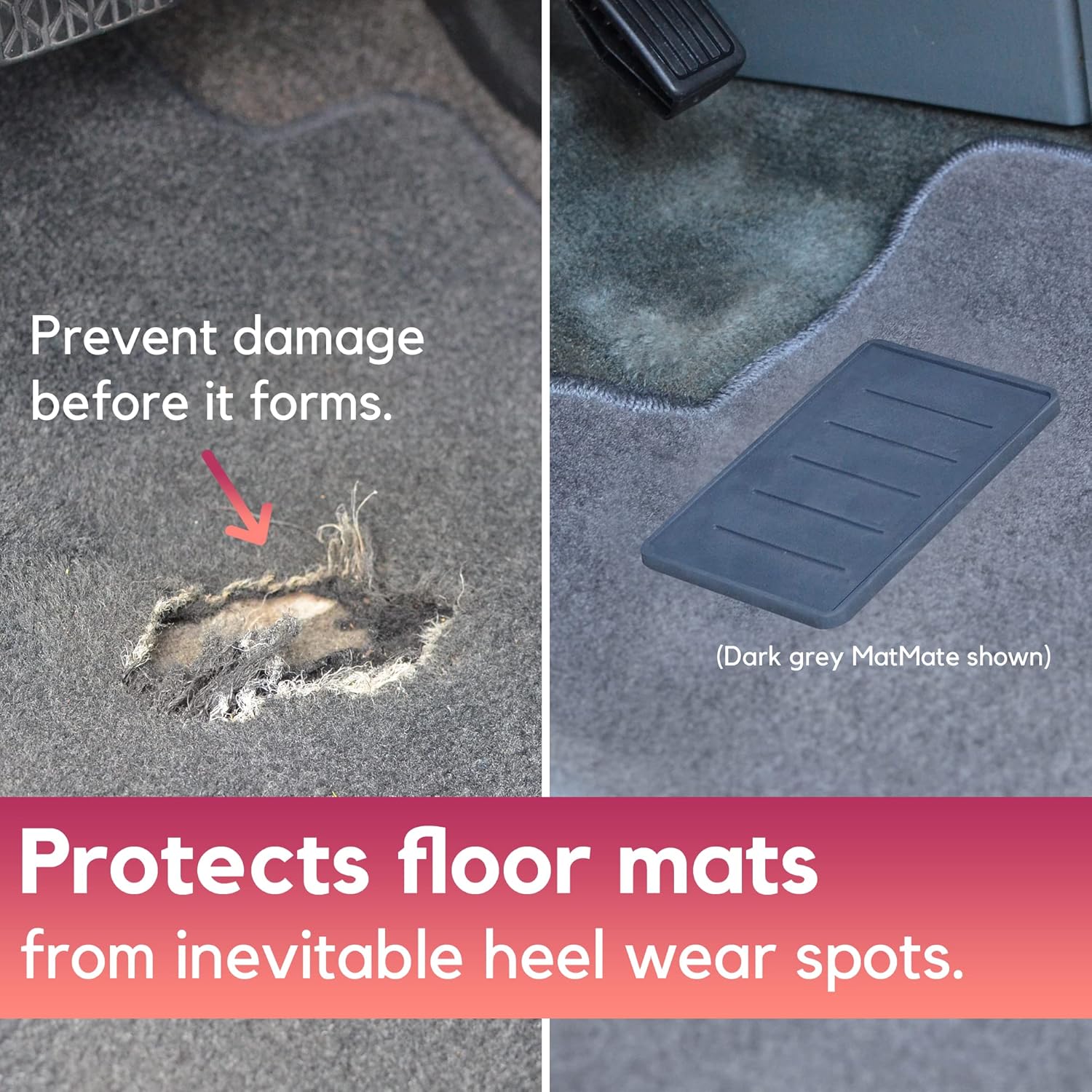 Universal Heel Protector Pad with Carpet-Safe Adhesive, Dark Grey, Pack of 2 O804