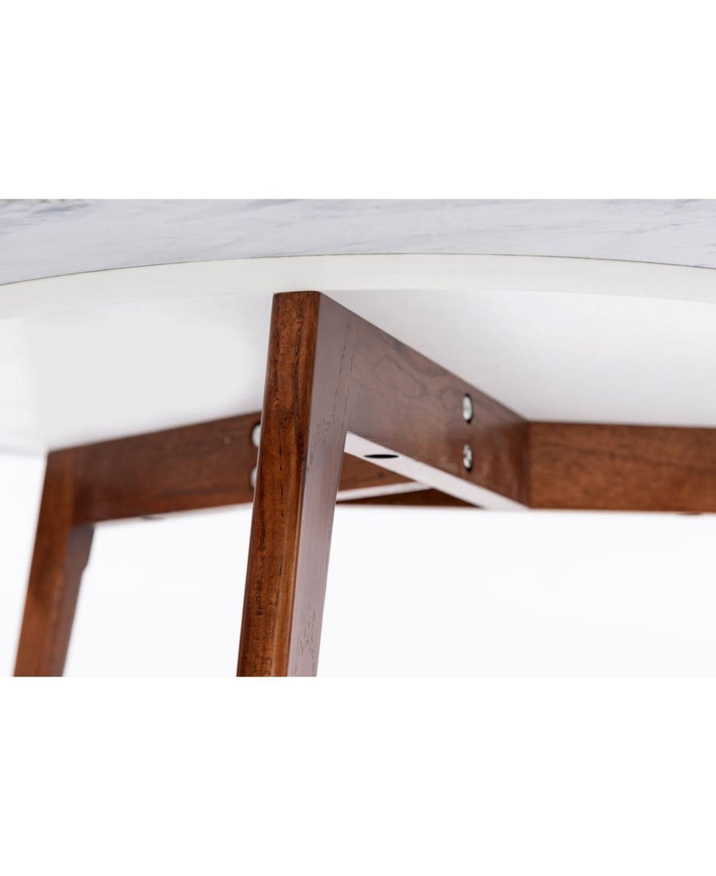 White Marble Side Table with Walnut Legs M615