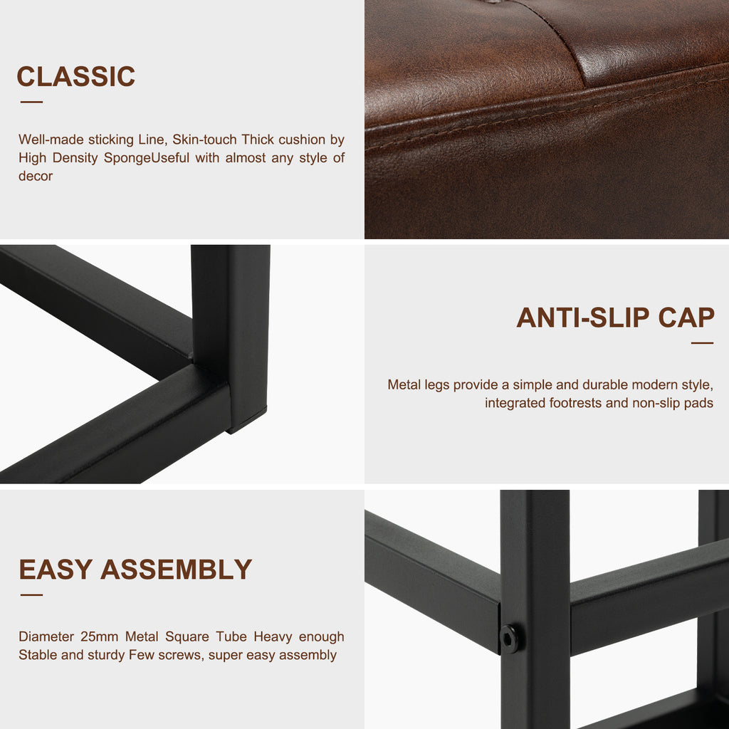 Dark Brown Leather Counter Stools Set of 2 U38435