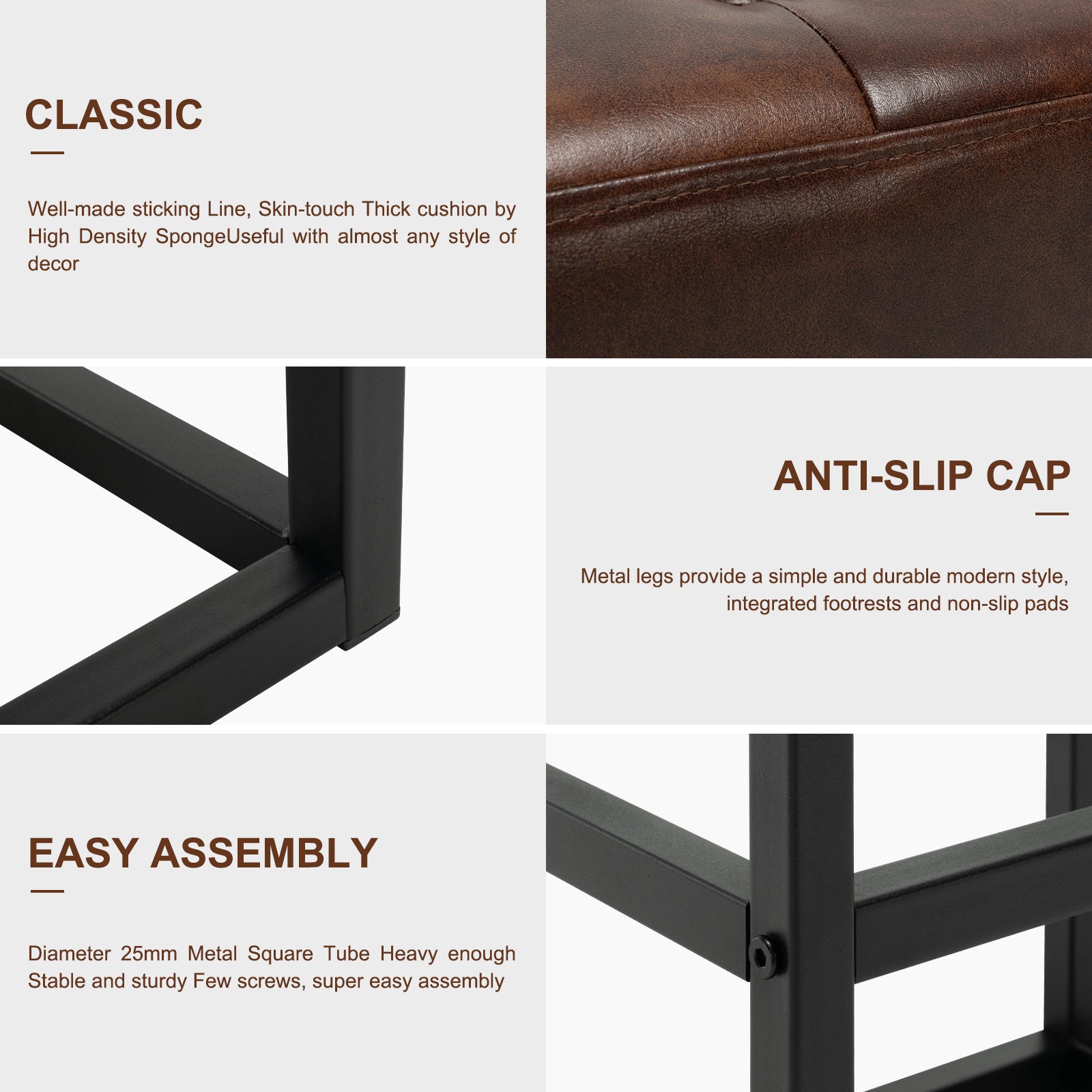Dark Brown Leather Counter Stools Set of 2 U38435