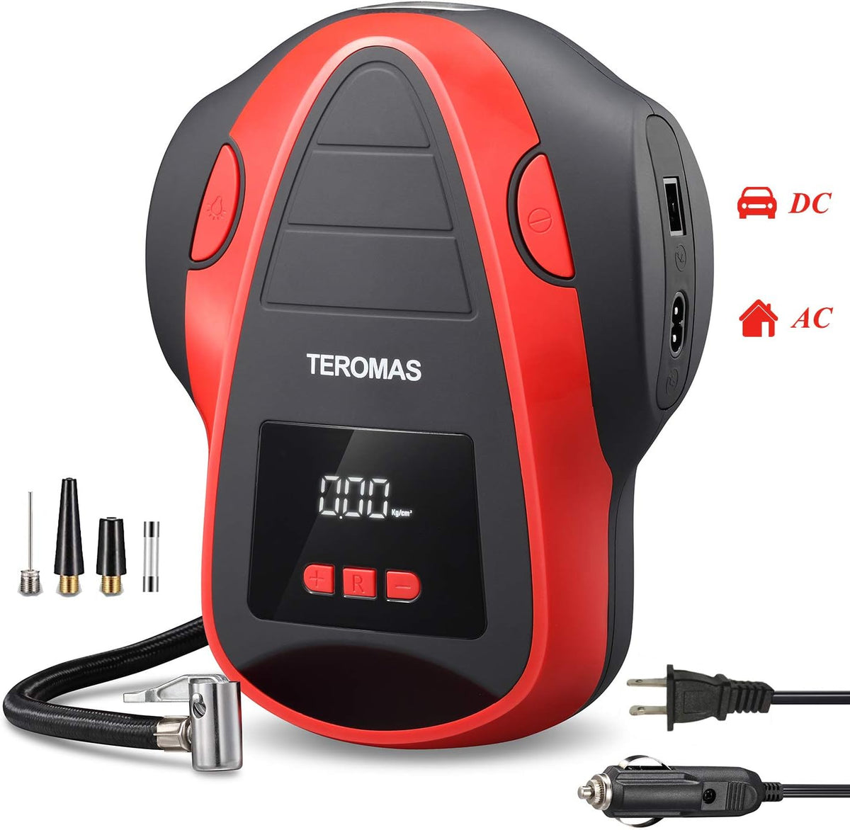 Tire Inflator Air Compressor, Portable DC/AC Air Pump with Pressure Gauge I260