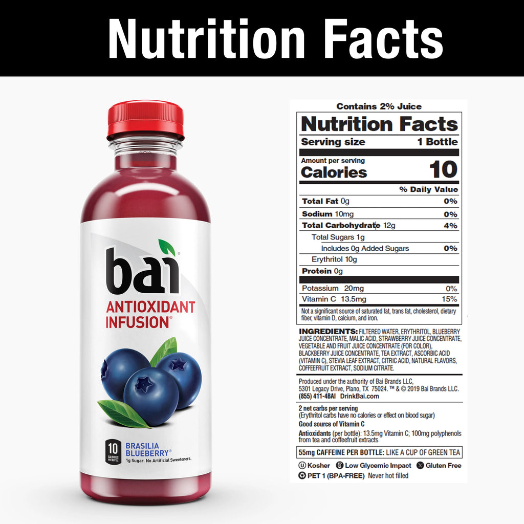 Gluten-Free Brasilia Blueberry Antioxidant Drink, 18 Fl Oz, 12 Pack Bottles I983085