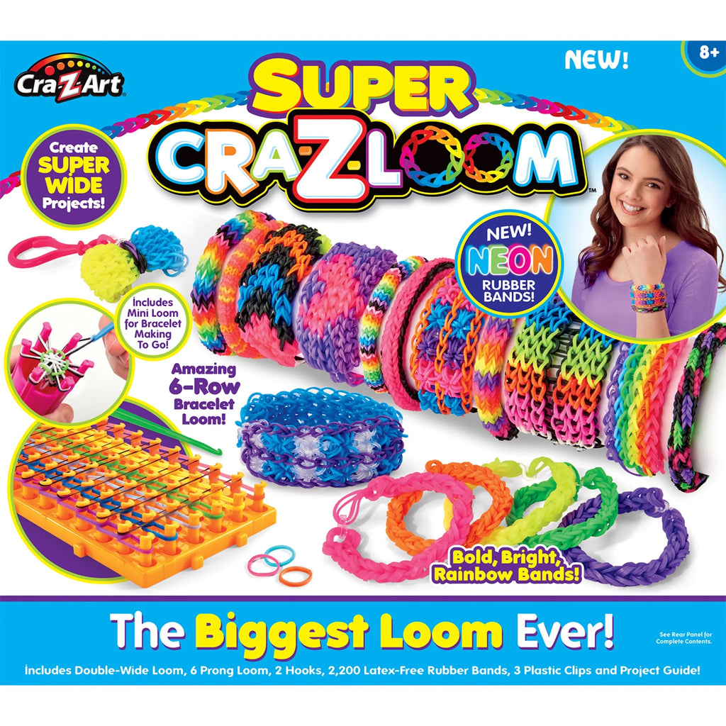 DIY Bracelet Loom Kit, 2200 Latex Free Color Bands, 6 Row Loom F53537