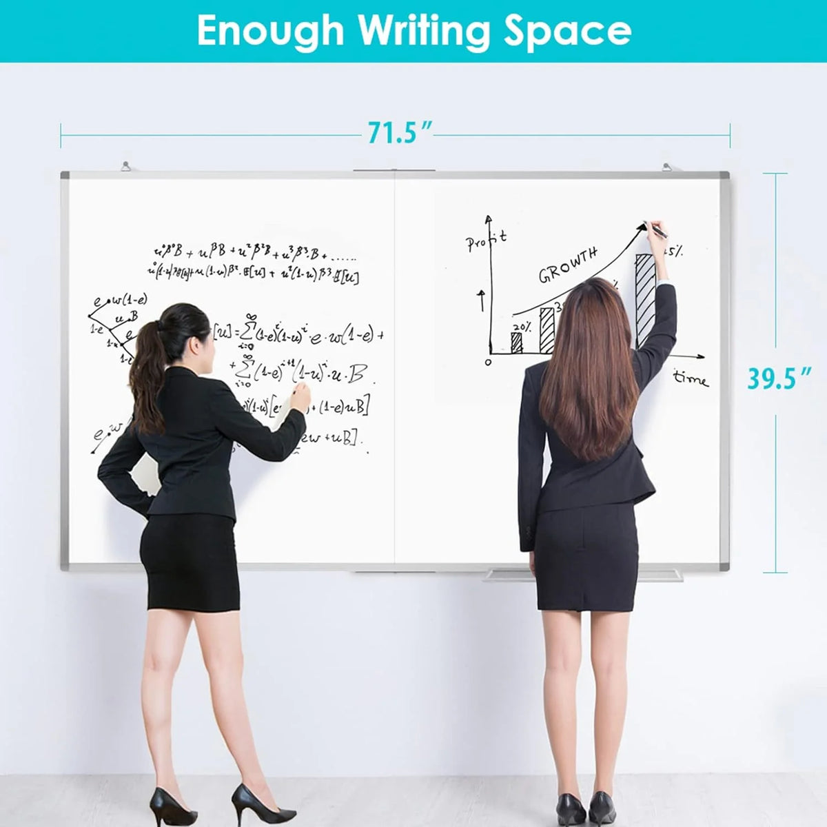 Large Magnetic Whiteboard 72 x 40 with Pen Tray R28747