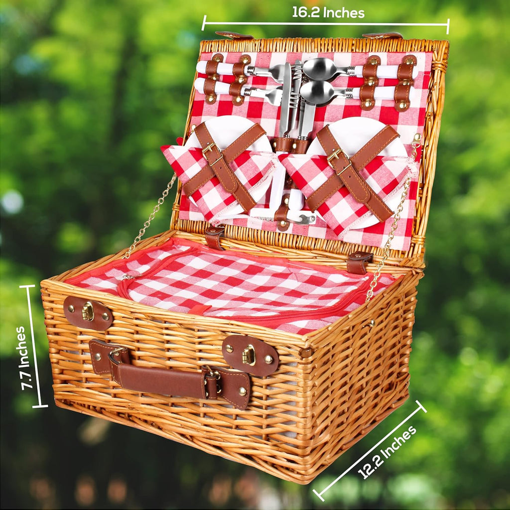 29 Pcs Picnic Set with Waterproof Blanket and Insulated Cooler Compartment V66259