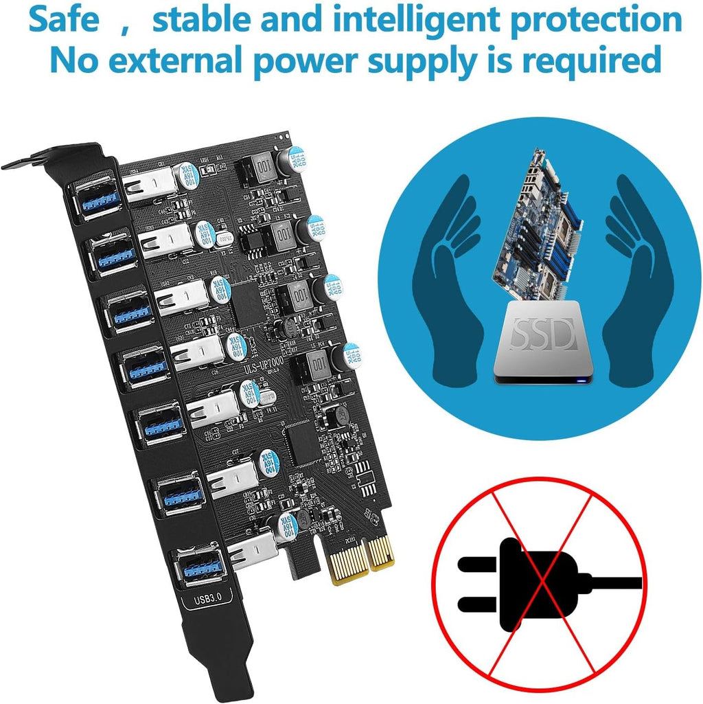 PCI-E to USB 3.0 7-Port Expansion Card Q999