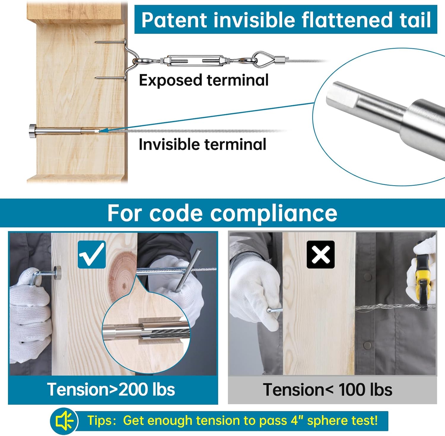 24Pair Invisible Cable Railing Kit 1/8 T316 Stainless Steel N42879