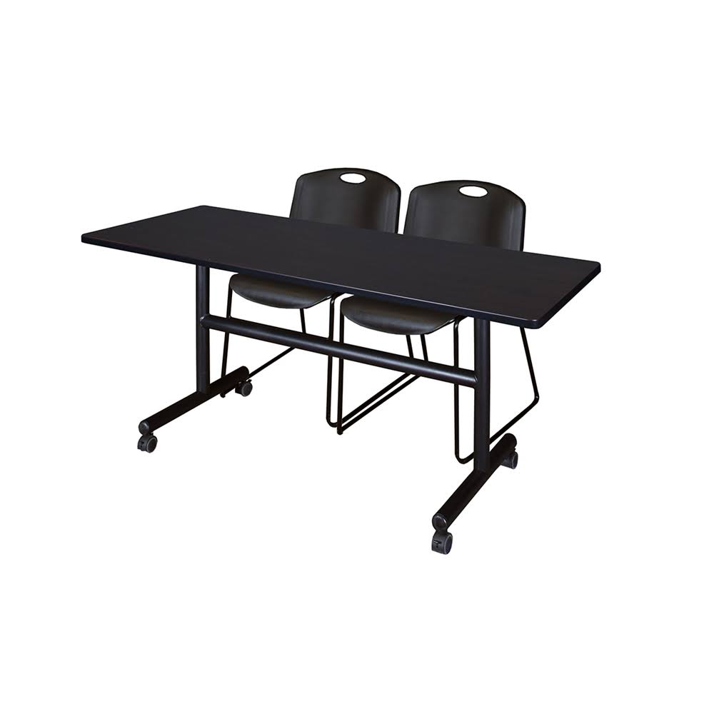 60x22 Flip Top Mobile Training Table with 2 Stack Chairs W694