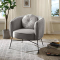 Gray Velvet Barrel Accent Chair with Metal Base U801