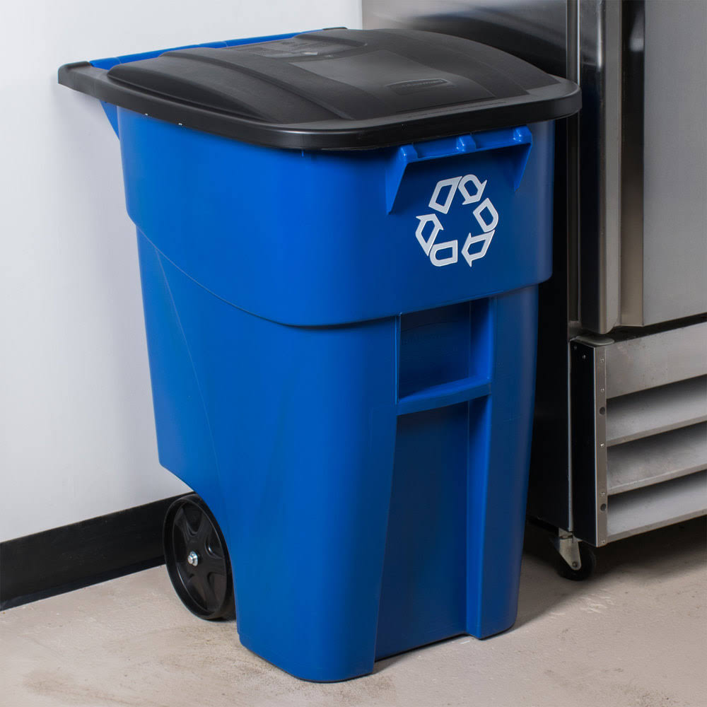 Blue 50 Gallon Recycling Rollout Container with Lid B569088