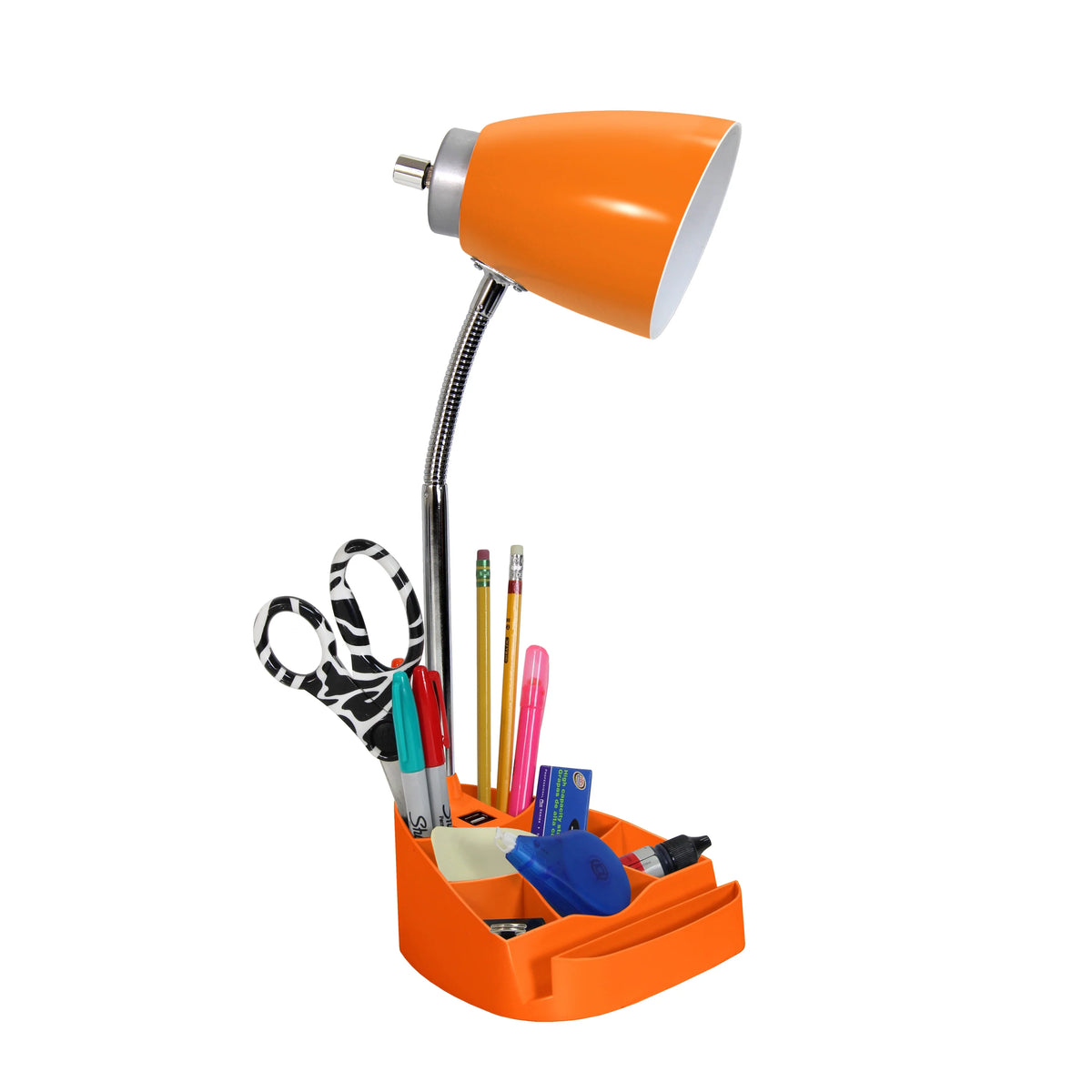 Orange Gooseneck Organizer Desk Lamp with USB port U56346