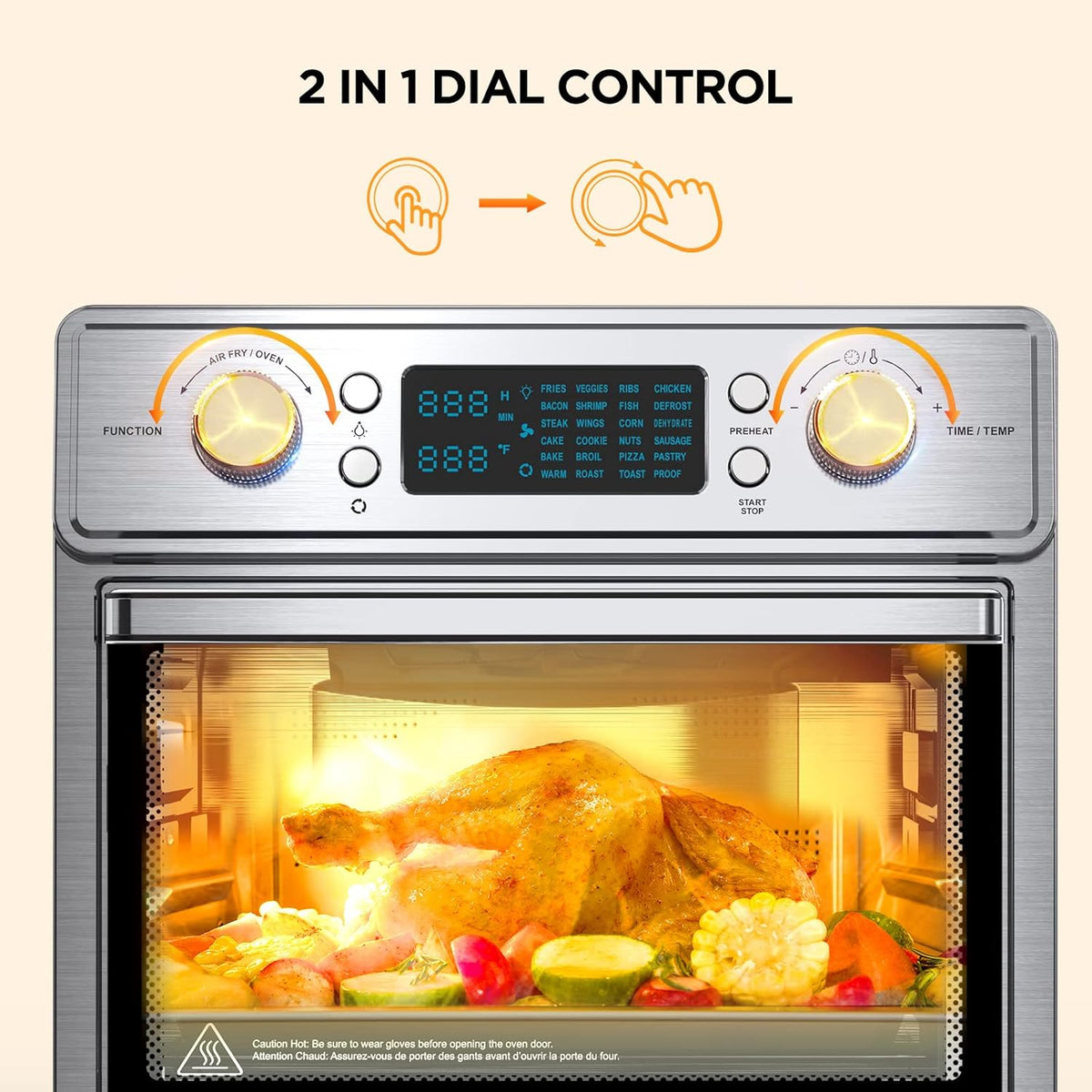 Stainless Steel 25L Convection Air Fryer Toaster Oven with Rotisserie G92551