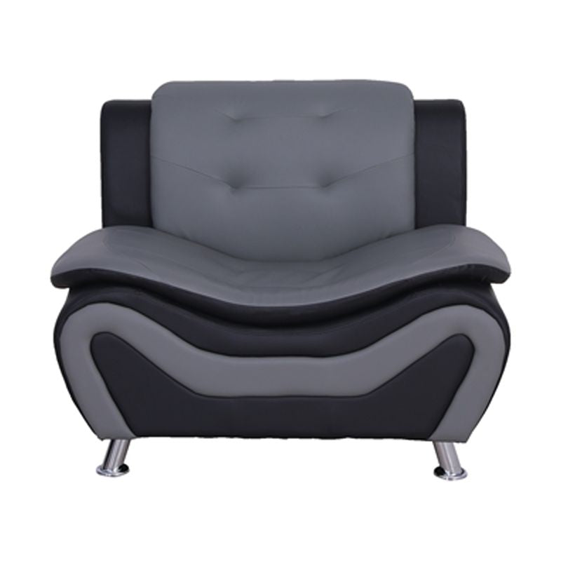 3-Piece Loveseat and 2 Club Chairs Set in Black & Gray O5431