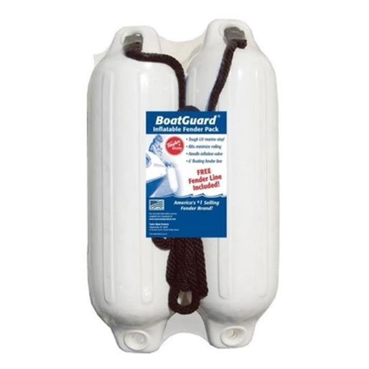4 x 16 in. White with Black Rope Boat Guard Fender Pack of 2 B509