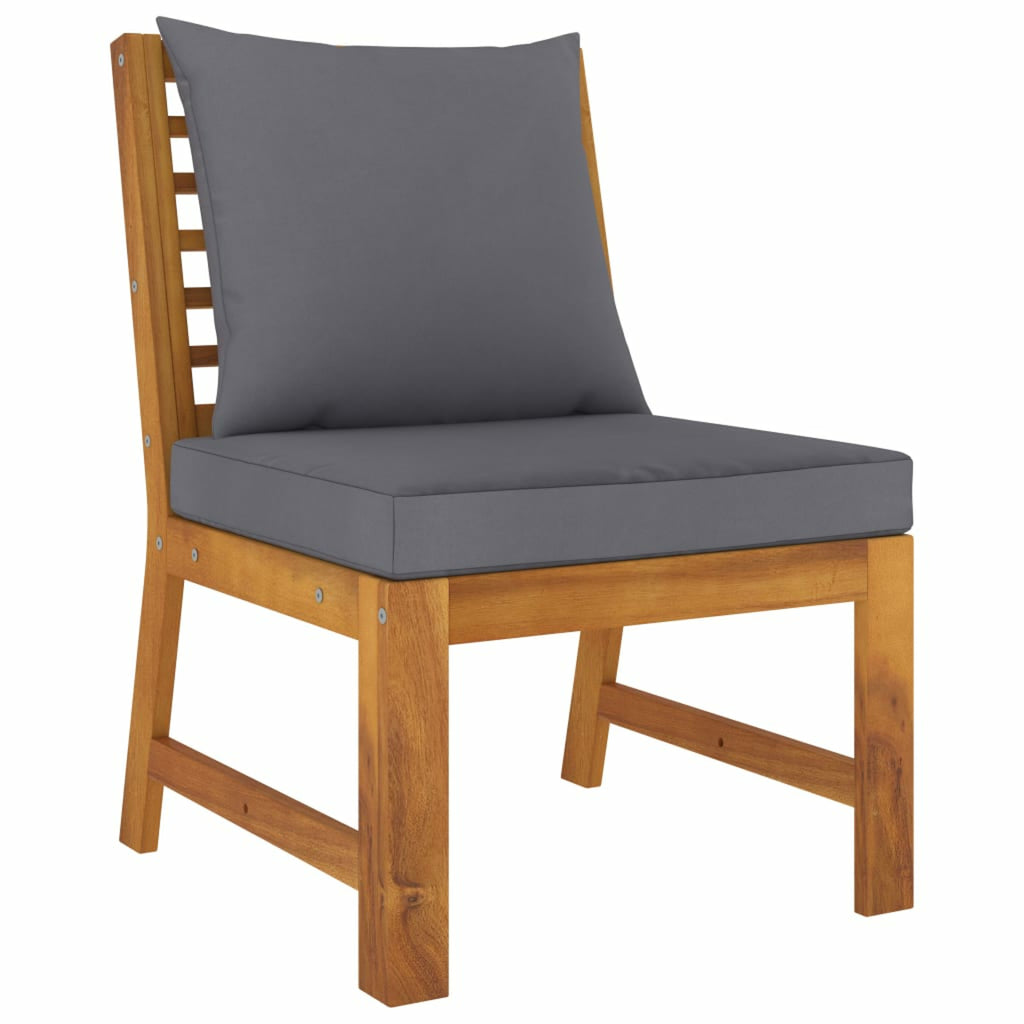 6 Piece Patio Lounge Set with Cushions Acacia Wood Outdoor Sectional Set D890