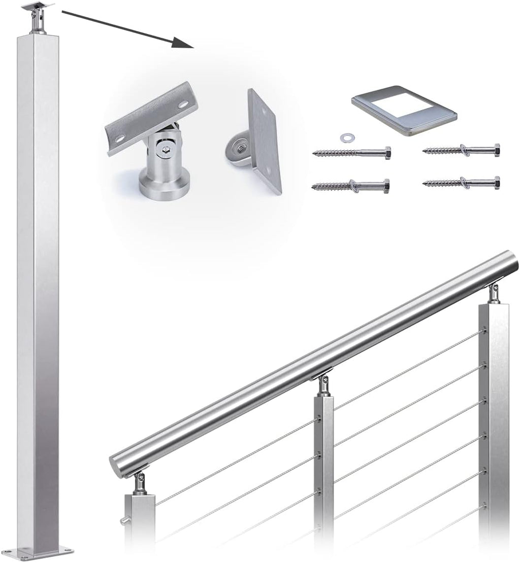 Stainless Steel Square Cable Railing Post O68815