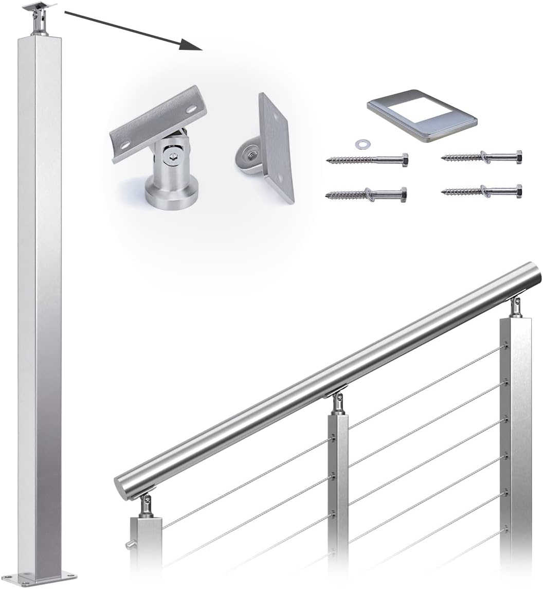 Stainless Steel Square Cable Railing Post O68815