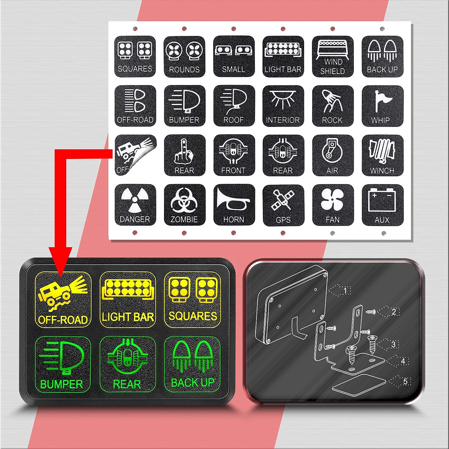 6 Gang LED Switch Panel with Relay System Circuit Control Box C429