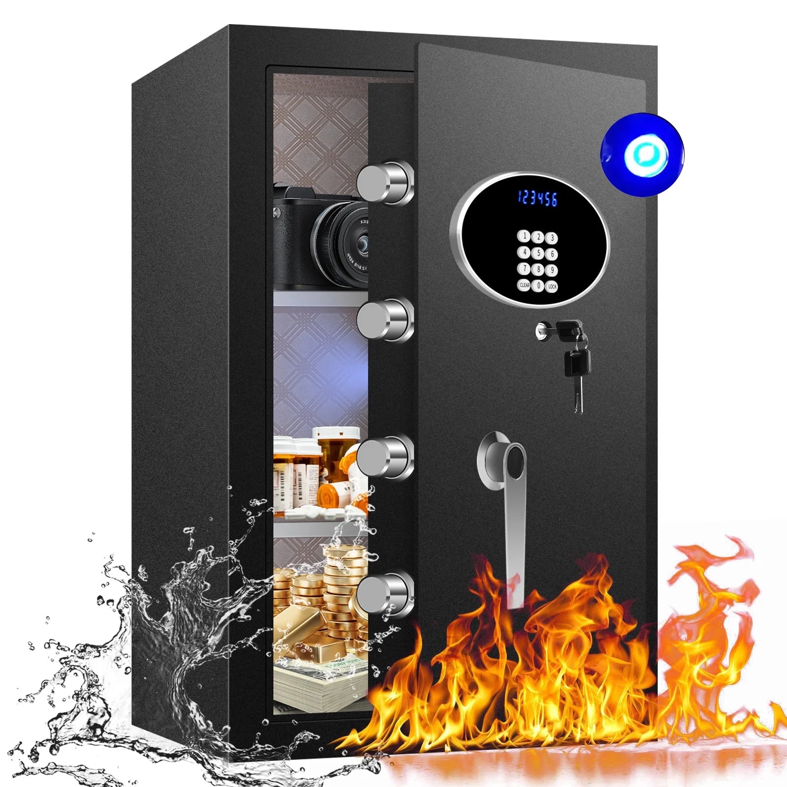 Fireproof Security Safe Box with Keys & Pass Code Q4994