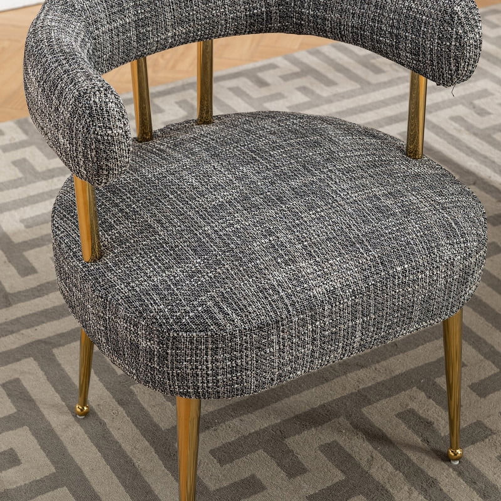 Mid-Century Modern Linen Fabric Dining Chair with Gold Legs X777281