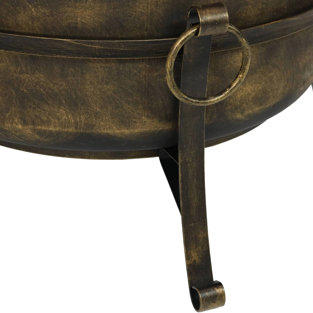 24 inch Steel Cauldron Fire Pit with Spark Screen C794500