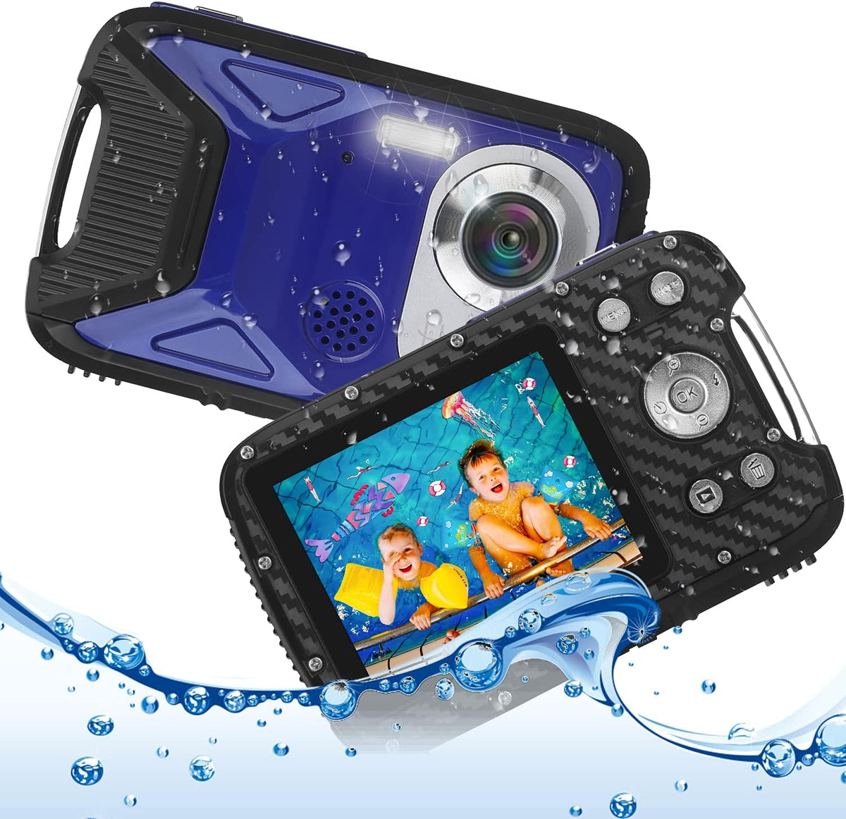 Blue 16MP 1080P Waterproof Digital Camera D1222