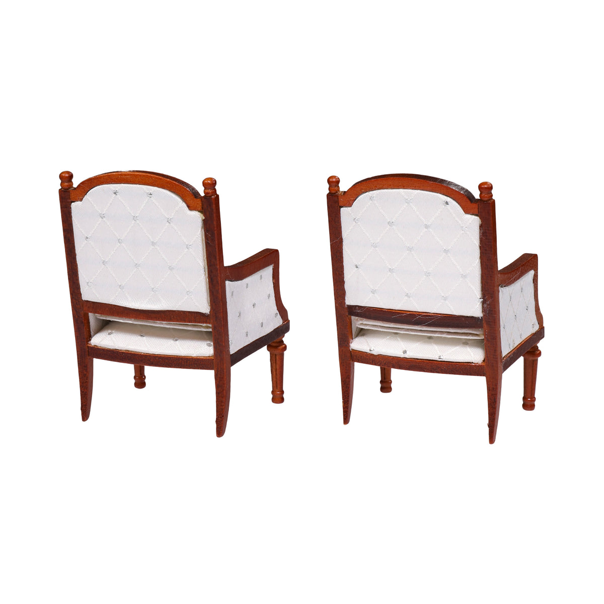 Set of 2 Wooden Dollhouse Armchairs Dark Brown Walnut Finish 1/12 Scale D3273