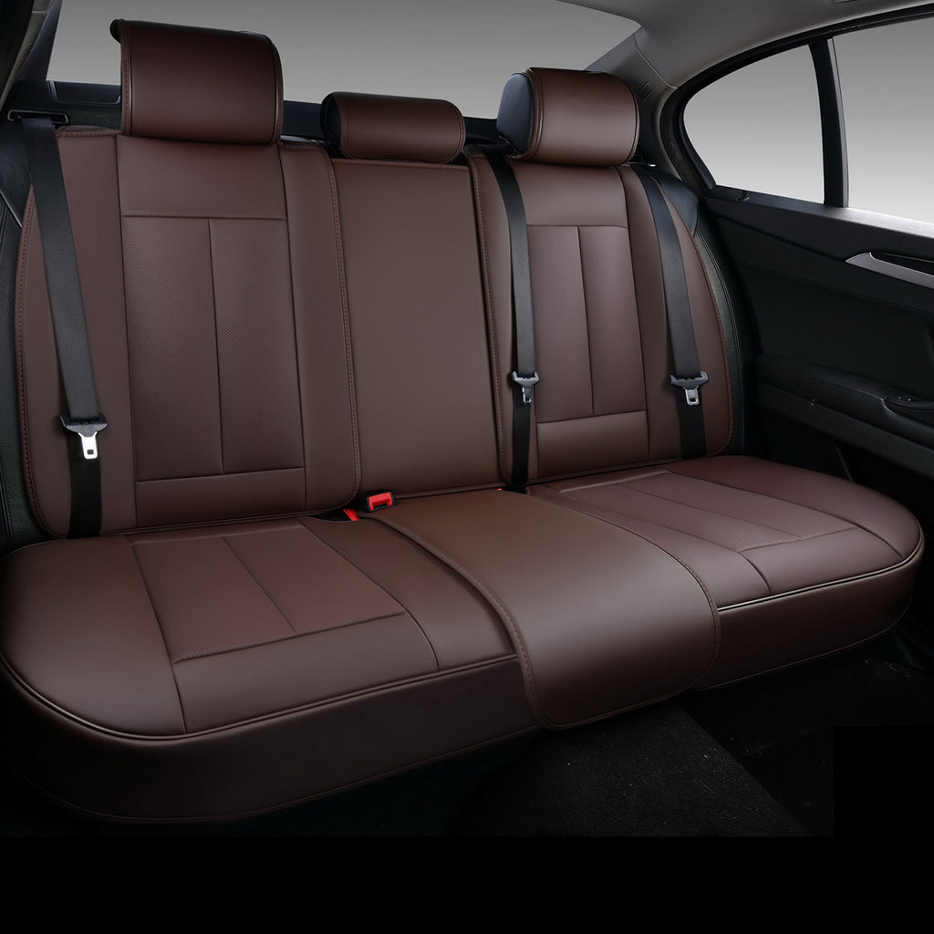 Brown Leather Rear Seat Covers Set, Waterproof Universal Fit H71828