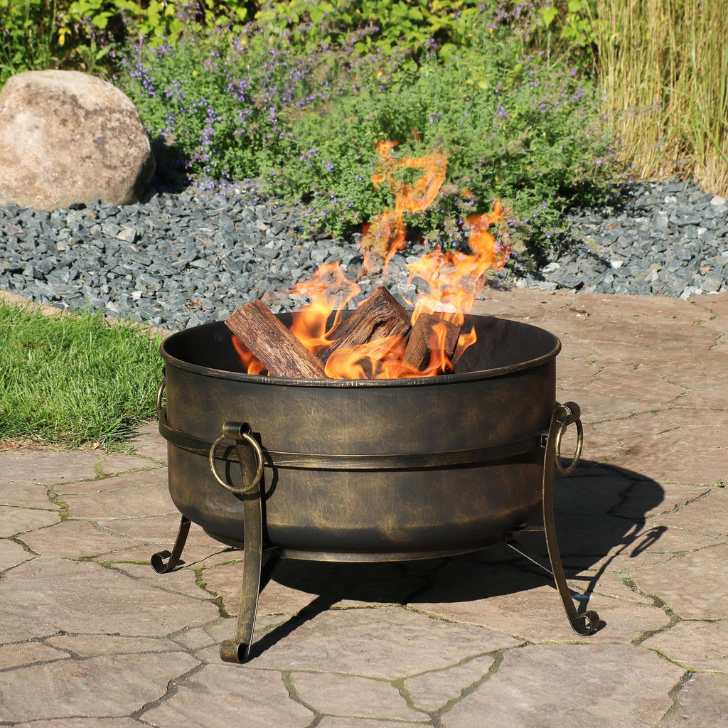 24 inch Steel Cauldron Fire Pit with Spark Screen C794500