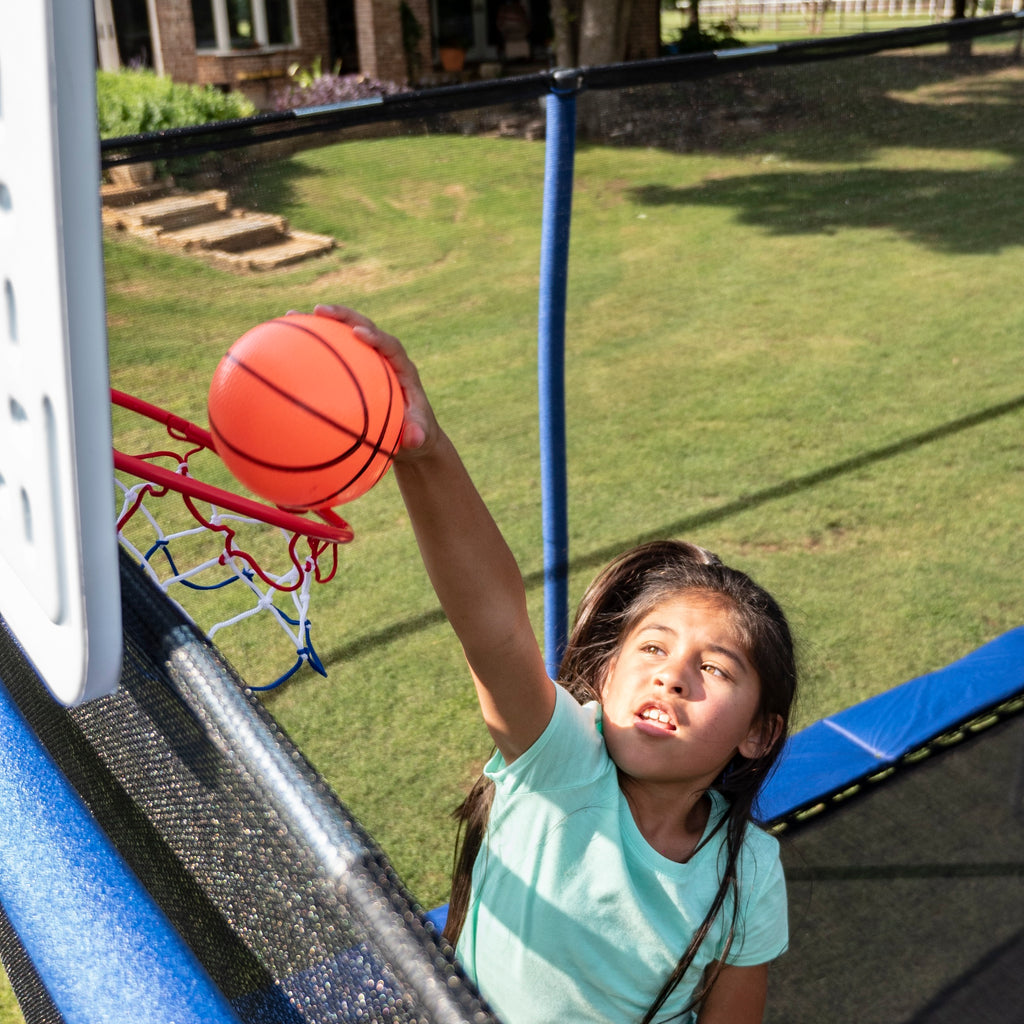 10' x 15' Rectangle Trampoline with 2 Basketball Hoop and Safety Pad S4679