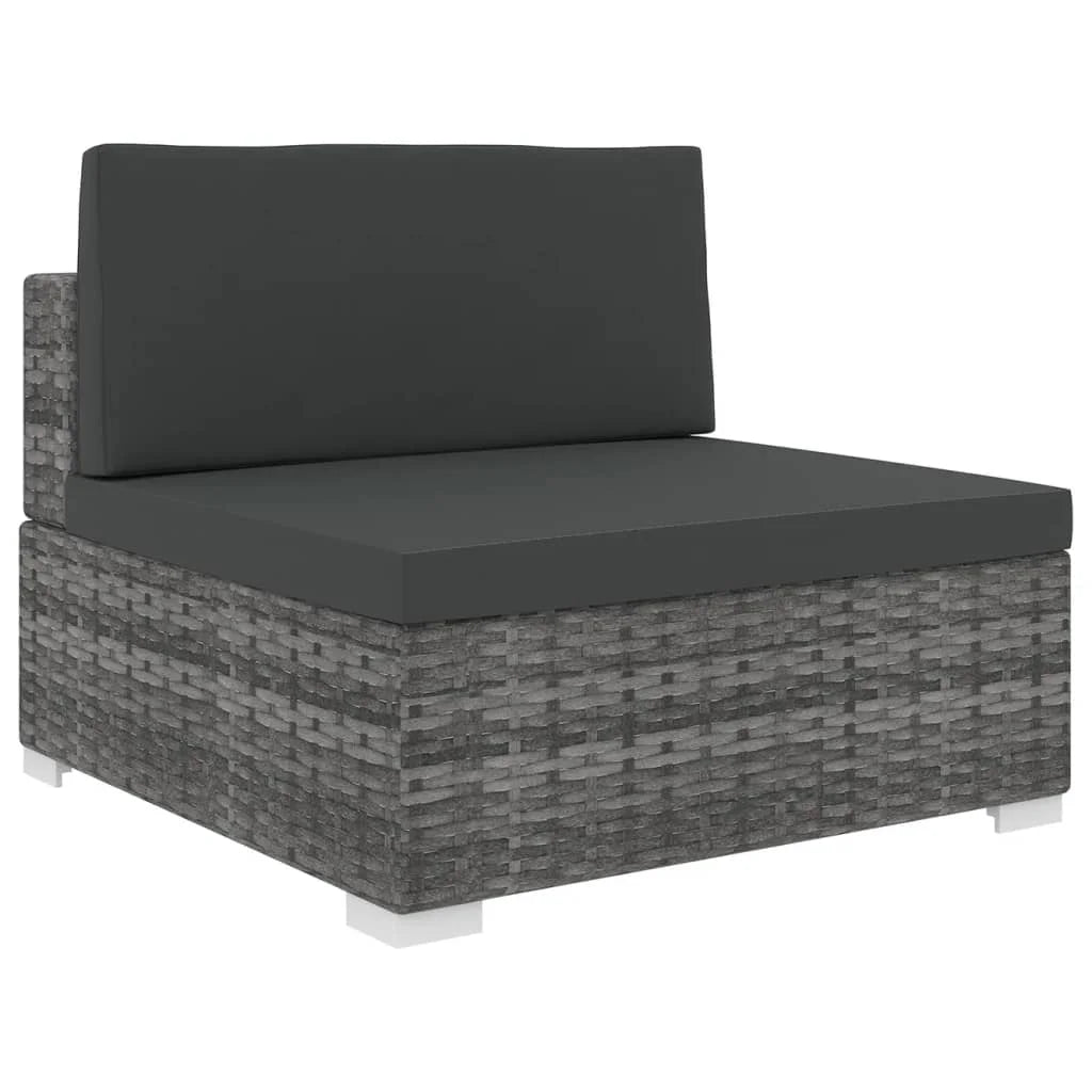Gray Poly Rattan Sectional Middle Seat with Cushions R7599